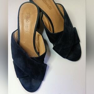 Madewell The Greer Mule Shoes Navy Suede Size 8.5